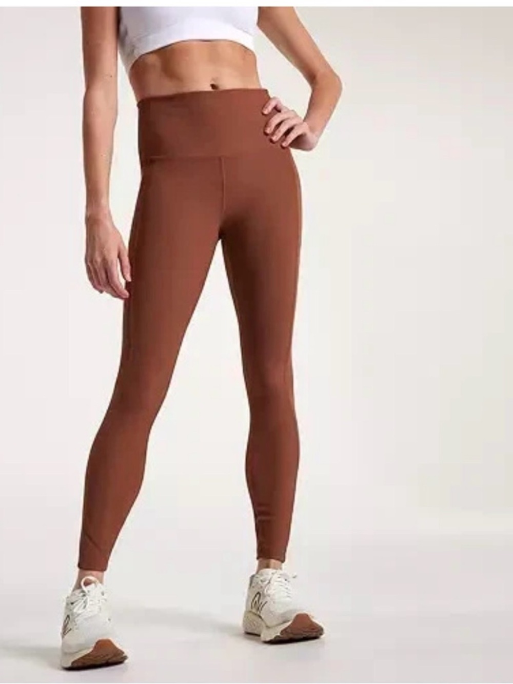 CALIA Women's Seamed Ribbed Essential 7/8 Legging Rocky Mountain Brown Sz Small